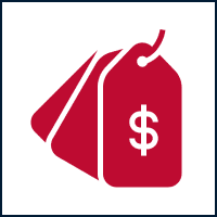 Red price tags on black background