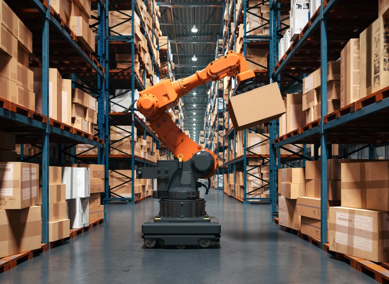 Industrial robot in storage facility